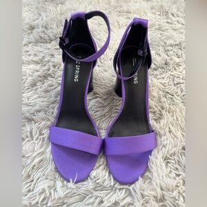 Call It Spring Purple and Black Heeled Sandals